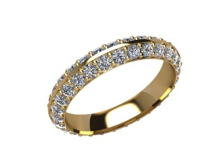 Full Diamond Eternity Ring in 18ct. Yellow Gold: 4.0mm. wide with Round Milgrain-set Diamonds - 12