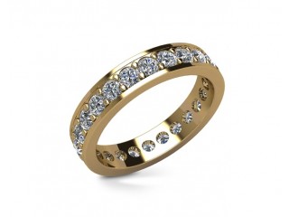 Full Diamond Eternity Ring in 18ct. Yellow Gold: 4.1mm. wide with Round Milgrain-set Diamonds - 12