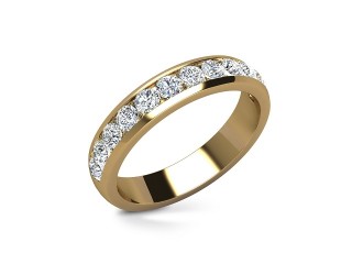 Semi-Set Diamond Eternity Ring in 18ct. Yellow Gold: 4.0mm. wide with Round Channel-set Diamonds - 12