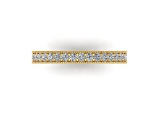 Full Diamond Eternity Ring in 18ct. Yellow Gold: 2.7mm. wide with Round Milgrain-set Diamonds - 9