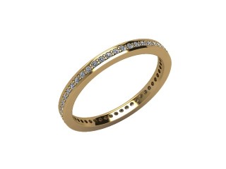 Full Diamond Eternity Ring in 18ct. Yellow Gold: 2.0mm. wide with Round Milgrain-set Diamonds - 12
