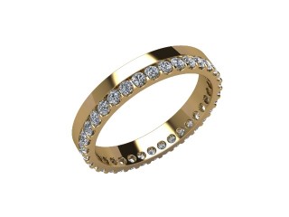 Full Diamond Eternity Ring in 18ct. Yellow Gold: 3.5mm. wide with Round Shared Claw Set Diamonds - 12