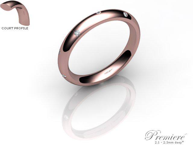 Men's Diamond Scatter 9ct. Rose Gold 3mm. Court Wedding Ring