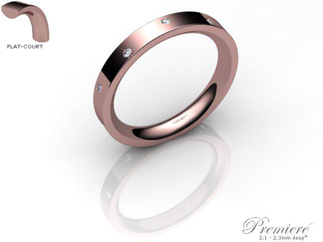 Men's Diamond Scatter 9ct. Rose Gold 3mm. Flat-Court Wedding Ring