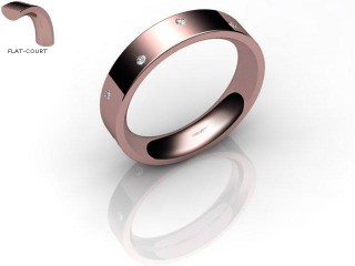Women's Diamond Scatter 9ct. Rose Gold 4mm. Flat-Court Wedding Ring-9PG10D-4FCHL