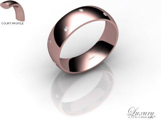 Men's Diamond Scatter 9ct. Rose Gold 6mm. Court Wedding Ring-9PG10D-6CHG