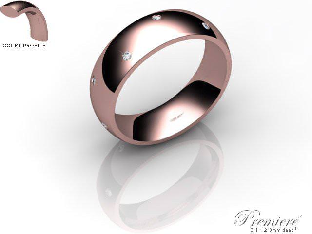Men's Diamond Scatter 9ct. Rose Gold 6mm. Court Wedding Ring