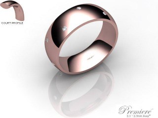 Men's Diamond Scatter 9ct. Rose Gold 7mm. Court Wedding Ring-9PG10D-7CXG