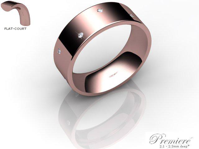 Men's Diamond Scatter 9ct. Rose Gold 7mm. Flat-Court Wedding Ring