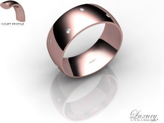 Men's Diamond Scatter 9ct. Rose Gold 8mm. Court Wedding Ring-9PG10D-8CHG