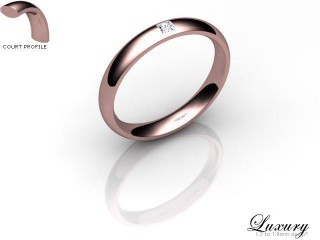Women's Single Diamond 9ct. Rose Gold 3mm. Court Wedding Ring-9PG1XPD-3CHL