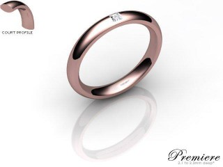 Women's Single Diamond 9ct. Rose Gold 3mm. Court Wedding Ring-9PG1XPD-3CXL