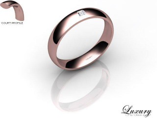 Men's Single Diamond 9ct. Rose Gold 4mm. Court Wedding Ring-9PG1XPD-4CHG