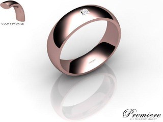 Women's Single Diamond 9ct. Rose Gold 6mm. Court Wedding Ring-9PG1XPD-6CXL