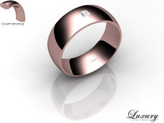 Men's Single Diamond 9ct. Rose Gold 7mm. Court Wedding Ring-9PG1XPD-7CHG