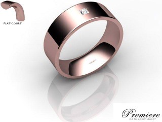 Men's Single Diamond 9ct. Rose Gold 7mm. Flat-Court Wedding Ring-9PG1XPD-7FCXG