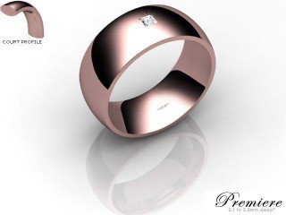 Men's Single Diamond 9ct. Rose Gold 8mm. Court Wedding Ring-9PG1XPD-8CXG
