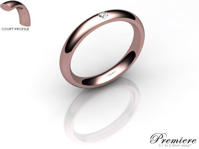 Men's Single Diamond 9ct. Rose Gold 3mm. Court Wedding Ring