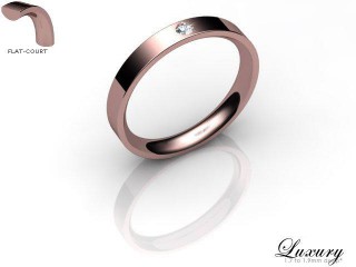 Men's Single Diamond 9ct. Rose Gold 3mm. Flat-Court Wedding Ring-9PG1XRD-3FCHG