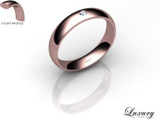 Women's Single Diamond 9ct. Rose Gold 4mm. Court Wedding Ring-9PG1XRD-4CHL