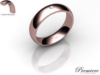 Women's Single Diamond 9ct. Rose Gold 5mm. Court Wedding Ring-9PG1XRD-5CXL