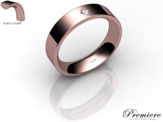 Men's Single Diamond 9ct. Rose Gold 5mm. Flat-Court Wedding Ring-9PG1XRD-5FCXG