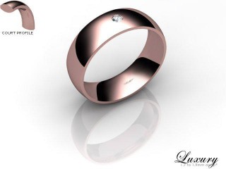 Women's Single Diamond 9ct. Rose Gold 6mm. Court Wedding Ring-9PG1XRD-6CHL