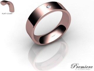 Men's Single Diamond 9ct. Rose Gold 6mm. Flat-Court Wedding Ring-9PG1XRD-6FCXG