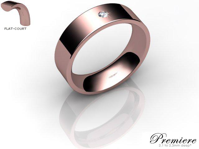 Women's Single Diamond 9ct. Rose Gold 6mm. Flat-Court Wedding Ring