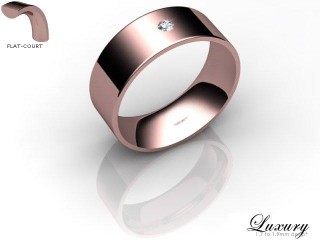 Men's Single Diamond 9ct. Rose Gold 7mm. Flat-Court Wedding Ring-9PG1XRD-7FCHG