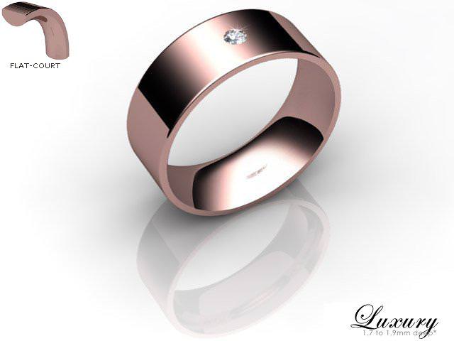 Men's Single Diamond 9ct. Rose Gold 7mm. Flat-Court Wedding Ring