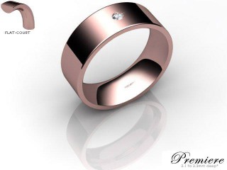 Men's Single Diamond 9ct. Rose Gold 7mm. Flat-Court Wedding Ring-9PG1XRD-7FCXG