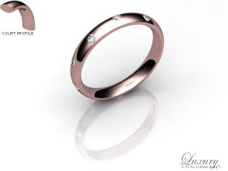 Women's Diamond Scatter 9ct. Rose Gold 3mm. Court Wedding Ring-9PG25D-3CHL