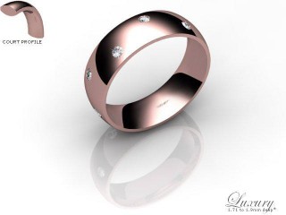 Men's Diamond Scatter 9ct. Rose Gold 6mm. Court Wedding Ring-9PG25D-6CHG