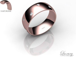 Men's Diamond Scatter 9ct. Rose Gold 7mm. Court Wedding Ring-9PG25D-7CHG