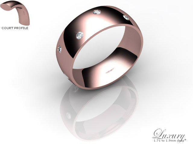 Men's Diamond Scatter 9ct. Rose Gold 7mm. Court Wedding Ring