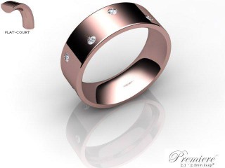 Men's Diamond Scatter 9ct. Rose Gold 7mm. Flat-Court Wedding Ring-9PG25D-7FCXG