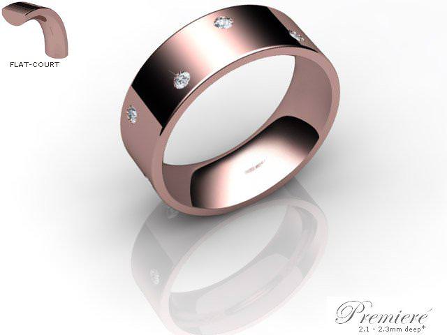 Men's Diamond Scatter 9ct. Rose Gold 7mm. Flat-Court Wedding Ring