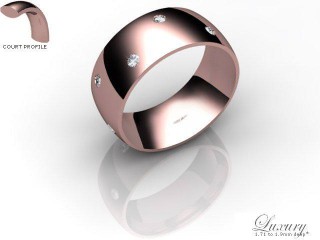Men's Diamond Scatter 9ct. Rose Gold 8mm. Court Wedding Ring-9PG25D-8CHG