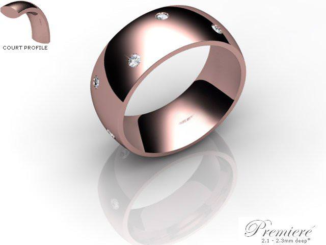 Men's Diamond Scatter 9ct. Rose Gold 8mm. Court Wedding Ring
