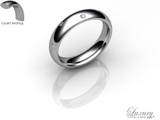 Men's Diamond Scatter 9ct. White Gold 4mm. Court Wedding Ring-9WG10D-4CHG