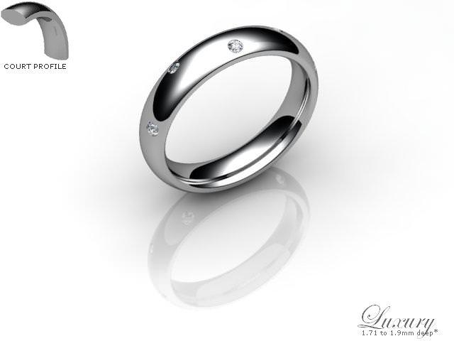 Men's Diamond Scatter 9ct. White Gold 4mm. Court Wedding Ring