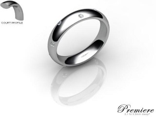 Men's Diamond Scatter 9ct. White Gold 4mm. Court Wedding Ring-9WG10D-4CXG
