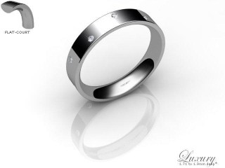 Men's Diamond Scatter 9ct. White Gold 4mm. Flat-Court Wedding Ring-9WG10D-4FCHG