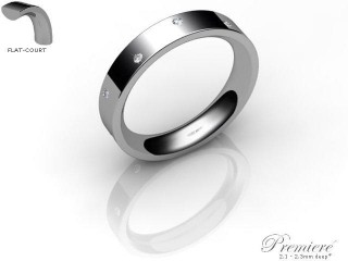 Women's Diamond Scatter 9ct. White Gold 4mm. Flat-Court Wedding Ring-9WG10D-4FCXL