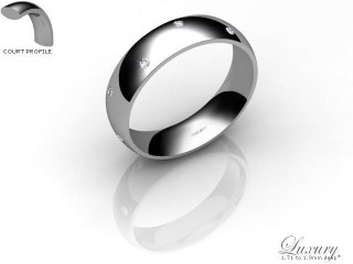 Women's Diamond Scatter 9ct. White Gold 5mm. Court Wedding Ring-9WG10D-5CHL