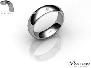 Men's Diamond Scatter 9ct. White Gold 5mm. Court Wedding Ring-9WG10D-5CXG