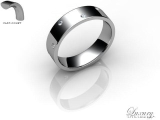 Men's Diamond Scatter 9ct. White Gold 5mm. Flat-Court Wedding Ring-9WG10D-5FCHG