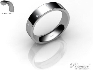 Men's Diamond Scatter 9ct. White Gold 5mm. Flat-Court Wedding Ring-9WG10D-5FCXG