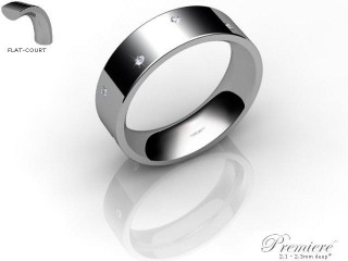 Men's Diamond Scatter 9ct. White Gold 6mm. Flat-Court Wedding Ring-9WG10D-6FCXG